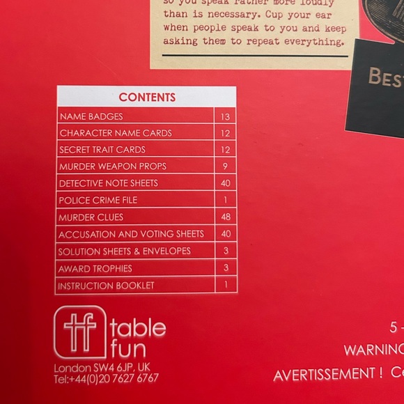 Table Fun Get Together Murder Mystery Game. New - Never Used. - Picture 10 of 12